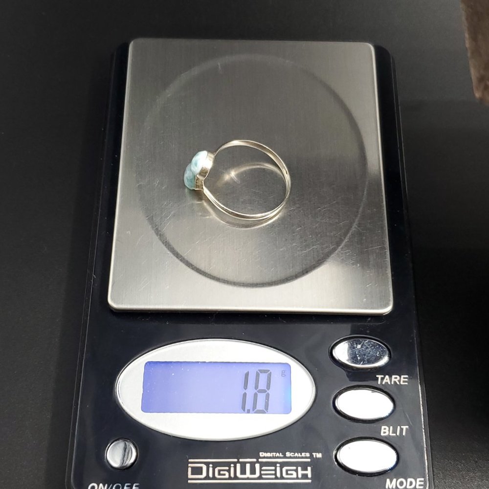 Size 9 Sterling Silver Cool Double Larimar Stones Ring - Picture 7 of 7